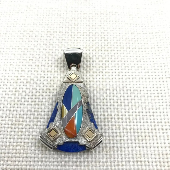 Sincerely Southwest Sterling Silver 925 Mosaic Pendant - Picture 8 of 11